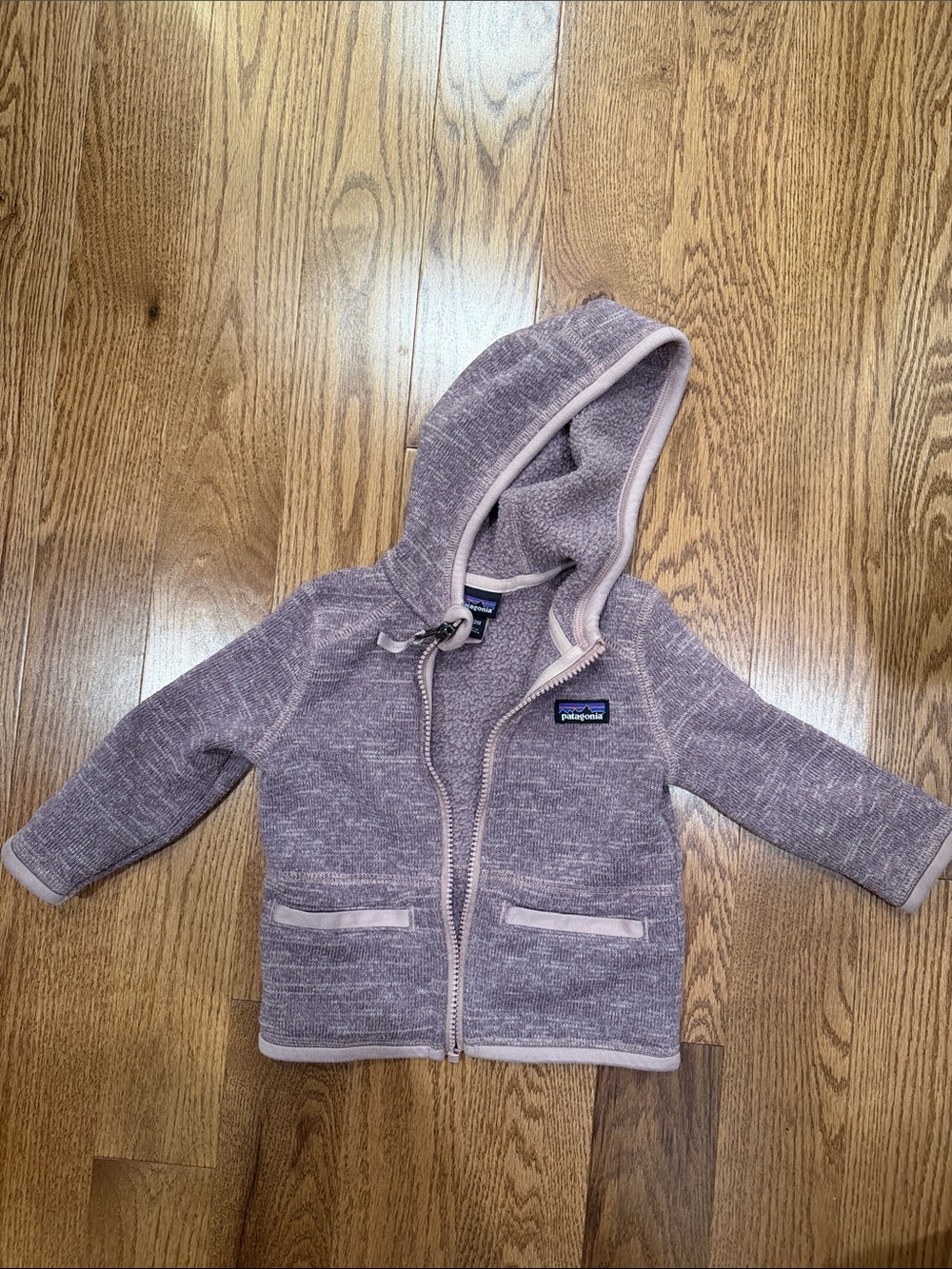 Patagonia Infant 6-12 Month Heathered Lavender Zip-Up Hooded Jacket